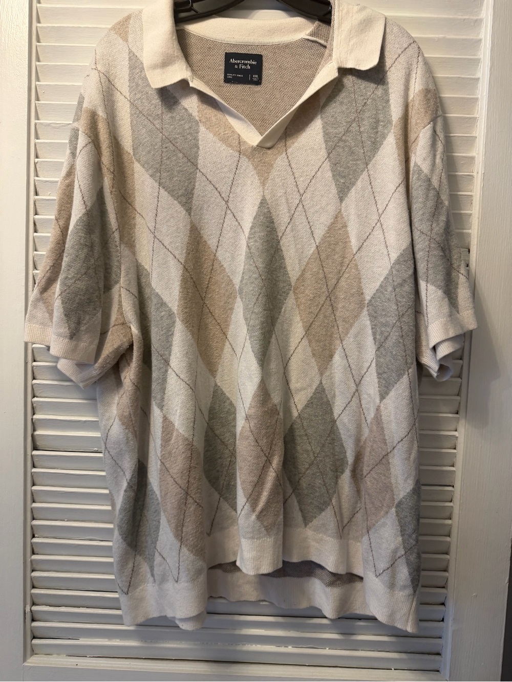 Abercrombie & Fitch Shirt Men 2XL Argyle Rhombus Knit Collared Cardigan Sweater
